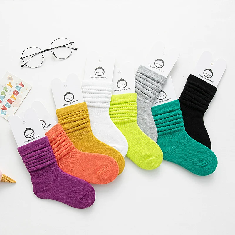 

4 6 8 Years Little Girl Socks 2T-3T Toddler Socks Girls Long Crew Baby Slouch Socks, Custom color