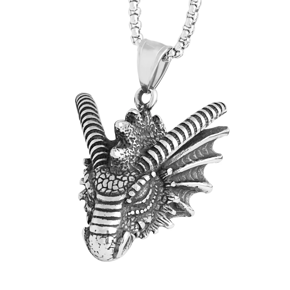 

Tarnish Free Jewelry Stainless Steel Dragon Head Pendant Necklace for Men
