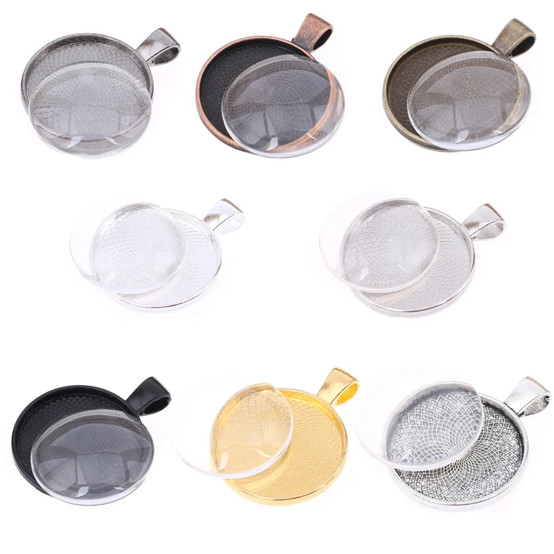 

1 Inch large round metal rose gold pendant tray blank