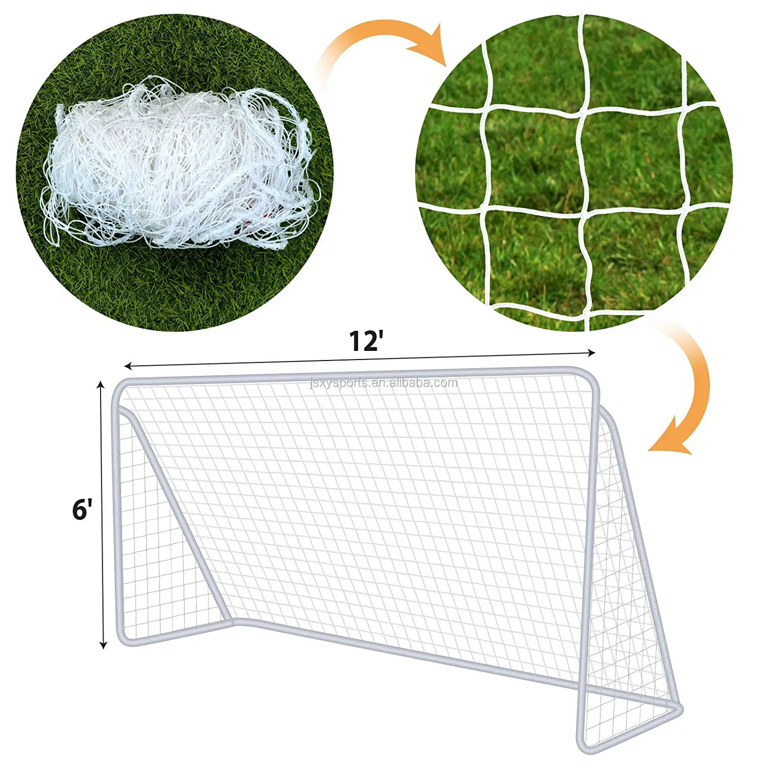 

Wholesale Factory Supply 12'*6' Professional Match Durable Full Size Junior Steel Rebound Football Soccer Goal, Customized frame and net