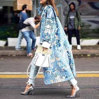 

2020 new arrivals Floral Print Trench Coat Women Boho Long Sleeve Casual Loose Cardigan Fall Winter Plus Size Coat