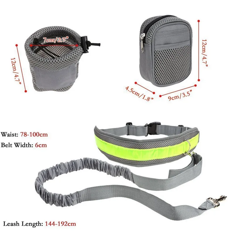 

Factory Hot Sale Elasticity Hand Freely Dogs Leash Running Waste Bag Hands Free Dog Leash, Black