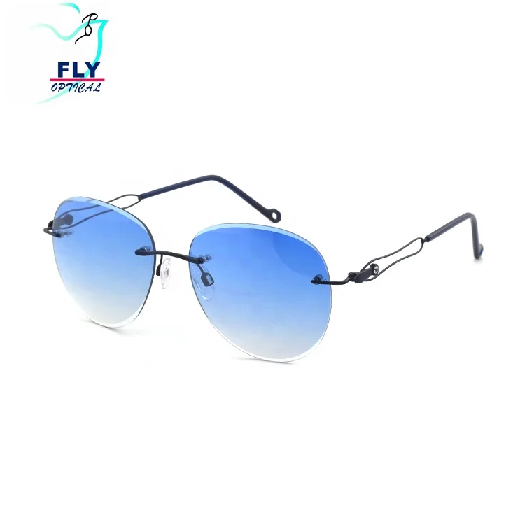 

DOISYER 2020 New Design Metal Frame Rimless Ultralight Diamond Cut Sunglasses Women