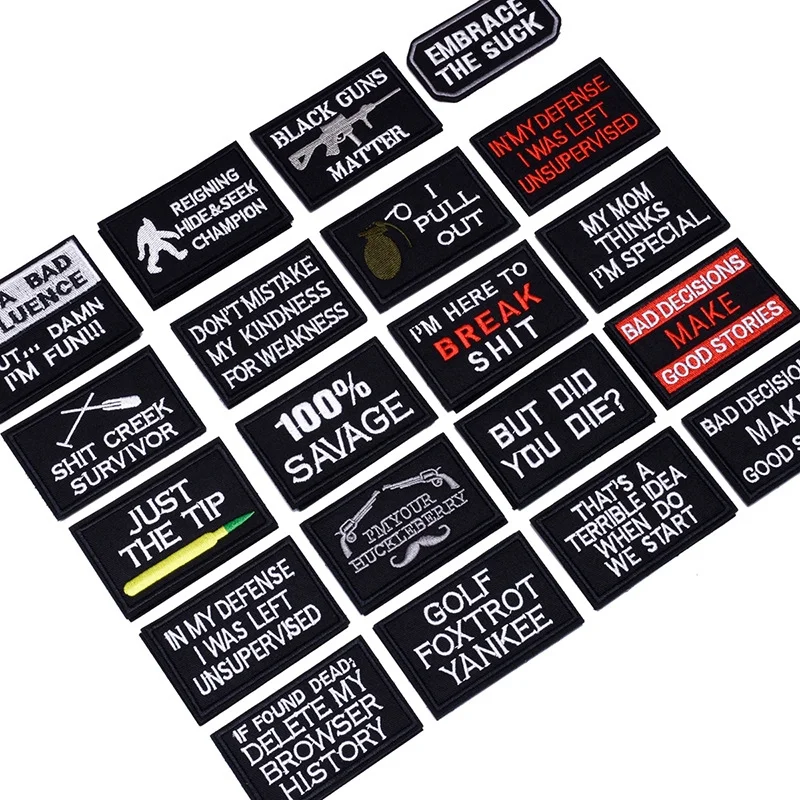 Tactical Embroidery Patch Funny Patch Full Embroidered Appliques Iron on Patches for Vests Clothes Jackets Backpacks Jeans