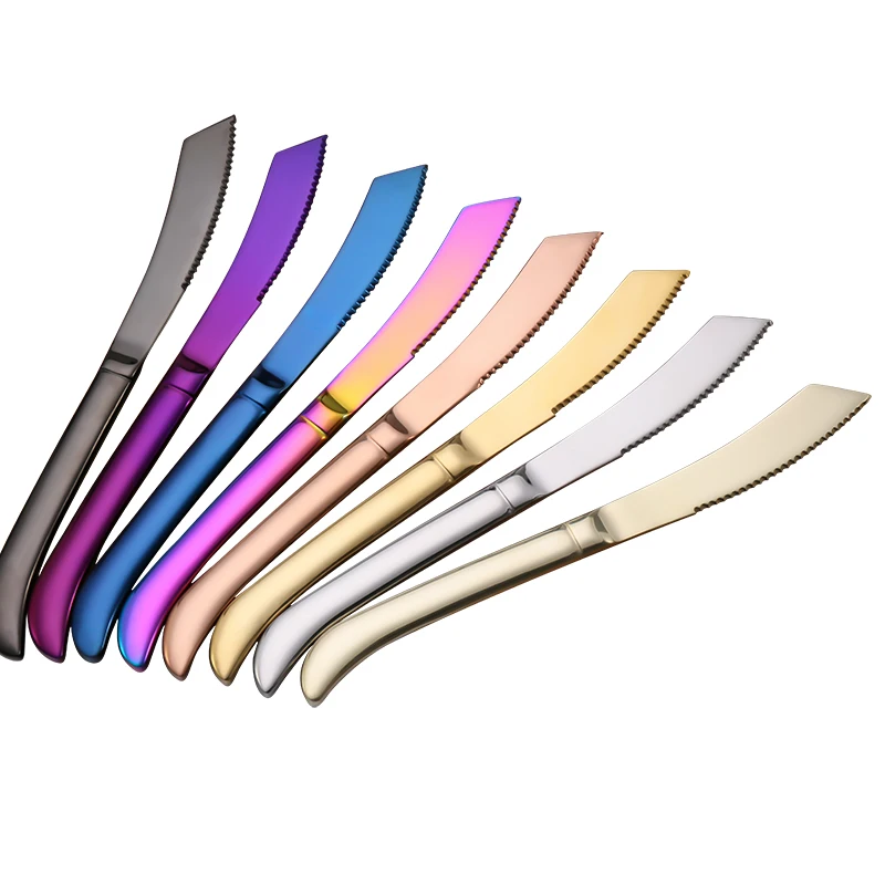 

Colorful Stainless Steel Gold Plated Steak Knife with Customized Logo, Sliver/gold/rose gold/black/rainbow