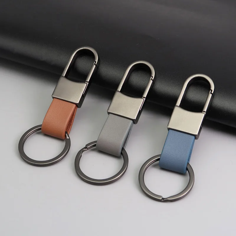 

New Metal KeyChain Genuine Leather Car Key Chain Ring Waist Buckle Hanging Holder For Men Women Gift