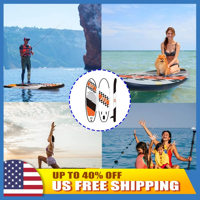 

US Shipping Free RTS Inflatable Stand Up Paddle Board Sailboard Surfboard with Carbon Fiber Paddle & Premium sup Accessories, As picture