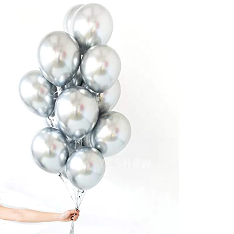 

50 Pack Silver Latex Balloons 12 inch Chrome Metallic Balloon for Birthday Wedding Engagement Anniversary Party Dercorations, Multicolor