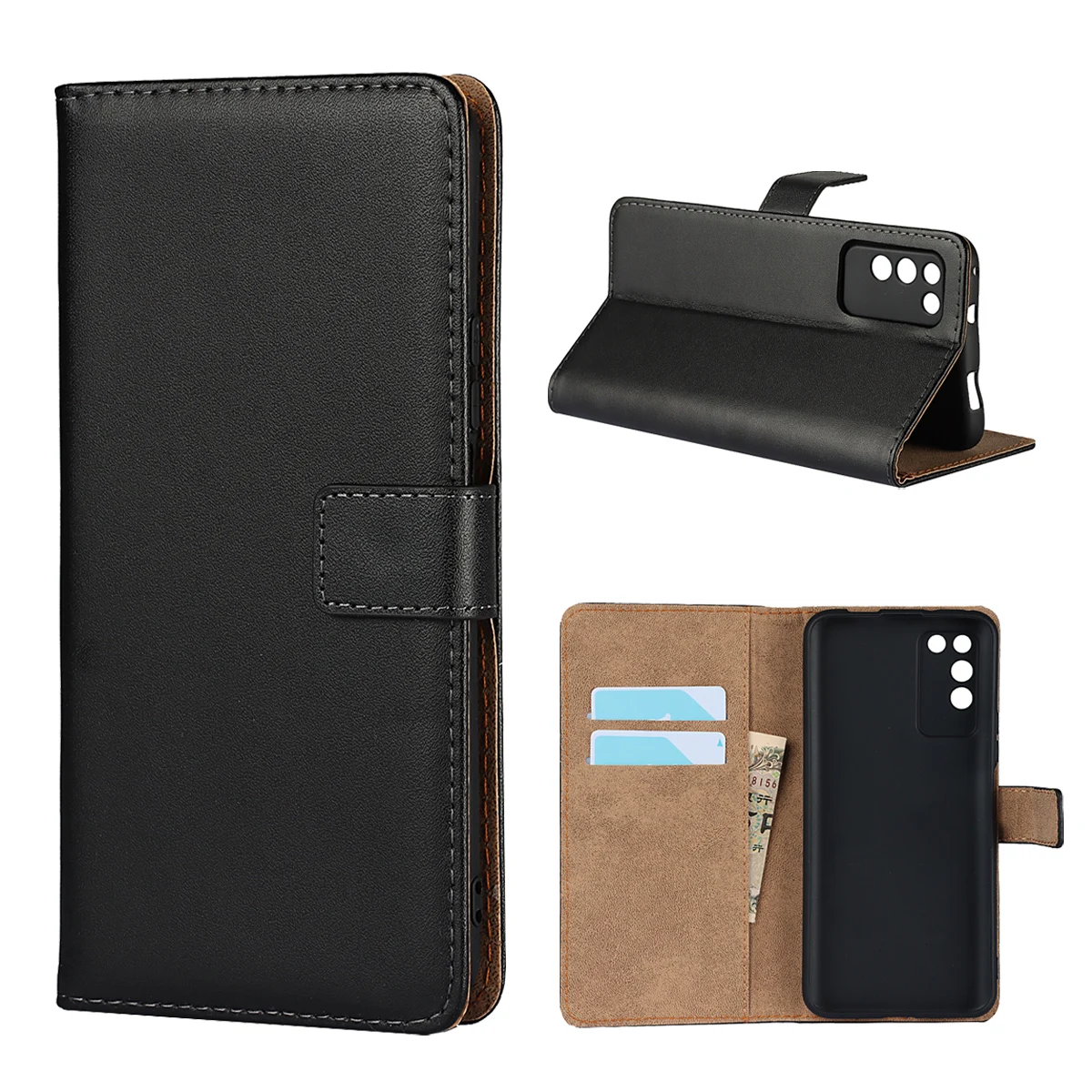 

Newest Fashion Genuine Leather Wallet Case For Huawei Honor 10 5G With Stand Card Slots, As pictures