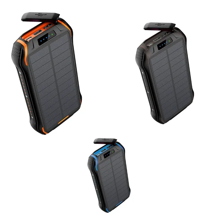 BHD 26800mAh Solar Power Bank Waterproof wireless charger type C Portable Dual USB Solar Battery Charger with Flashlight