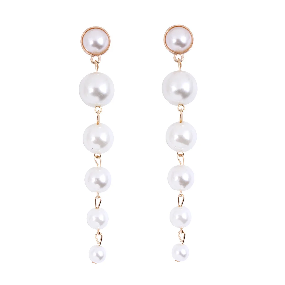 

Long tassel pearl earrings fashion hanging chain earrings alloy earrings women