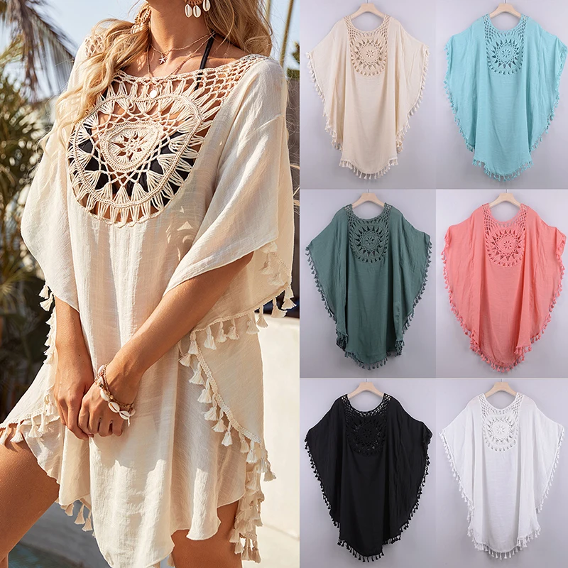 

2021 Wholesale Beach Pareos Cover Up Embroidery Bikini Cover Up Swimwear Women Robe Plage Beach Bathing Suit Cover Ups