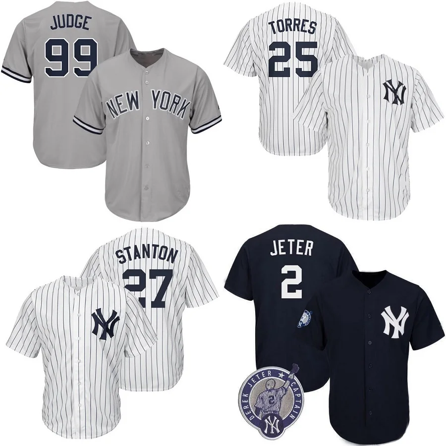 

Men's New York Yankee s Jersey Aaron Judge 99# Gerrit Cole Gleyber Torres 2# Derek Jeter White Home best quality NY Jerseys