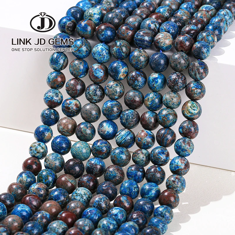 

4/6/8/10/12mm Round Beads Natural Loose Stone Beads Dyed Color Blue Wood Stone Beads For DIY Jewelry Making