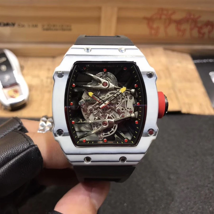 

RM27-02 skeleton dial carbon fiber case visible movement mechanical luxury brand sport watch