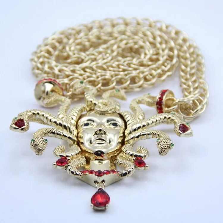 

Factory direct sale unique design snake head gold-plated jewelry exaggerated ladies necklace
