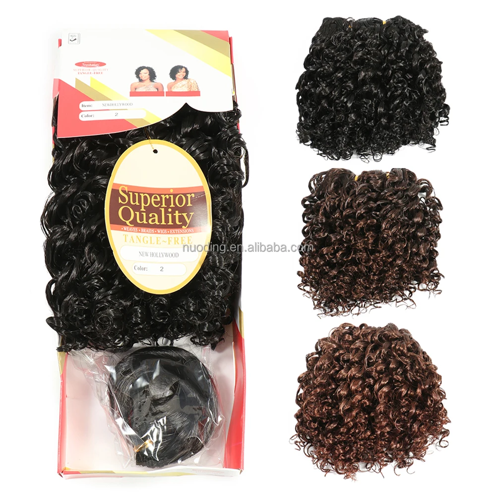 

New Hollywood Superior quality 10inch 12inch Deep Wave Curly Bob Hair Synthetic Hair Weave Bundles For Black Women