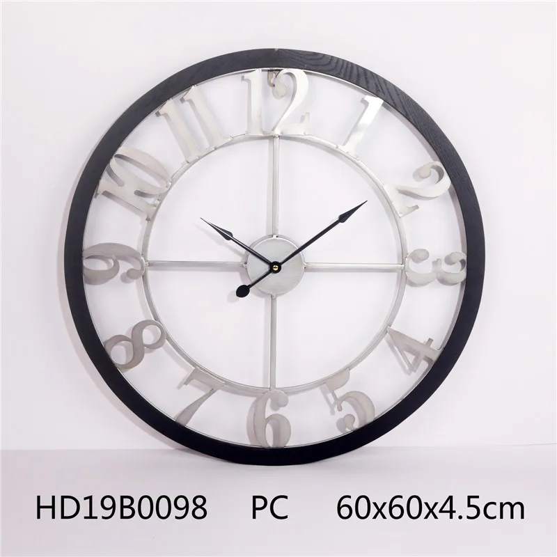 Home Goods Wall Clocks Room Decor 3d Hollow Iron Vintage Large Clock