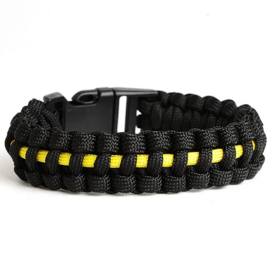 

2021 new style yellow cord rope bracelet outdoor sports survival paracode clasp survival emergency bracelet, National flags color clasp bracelet
