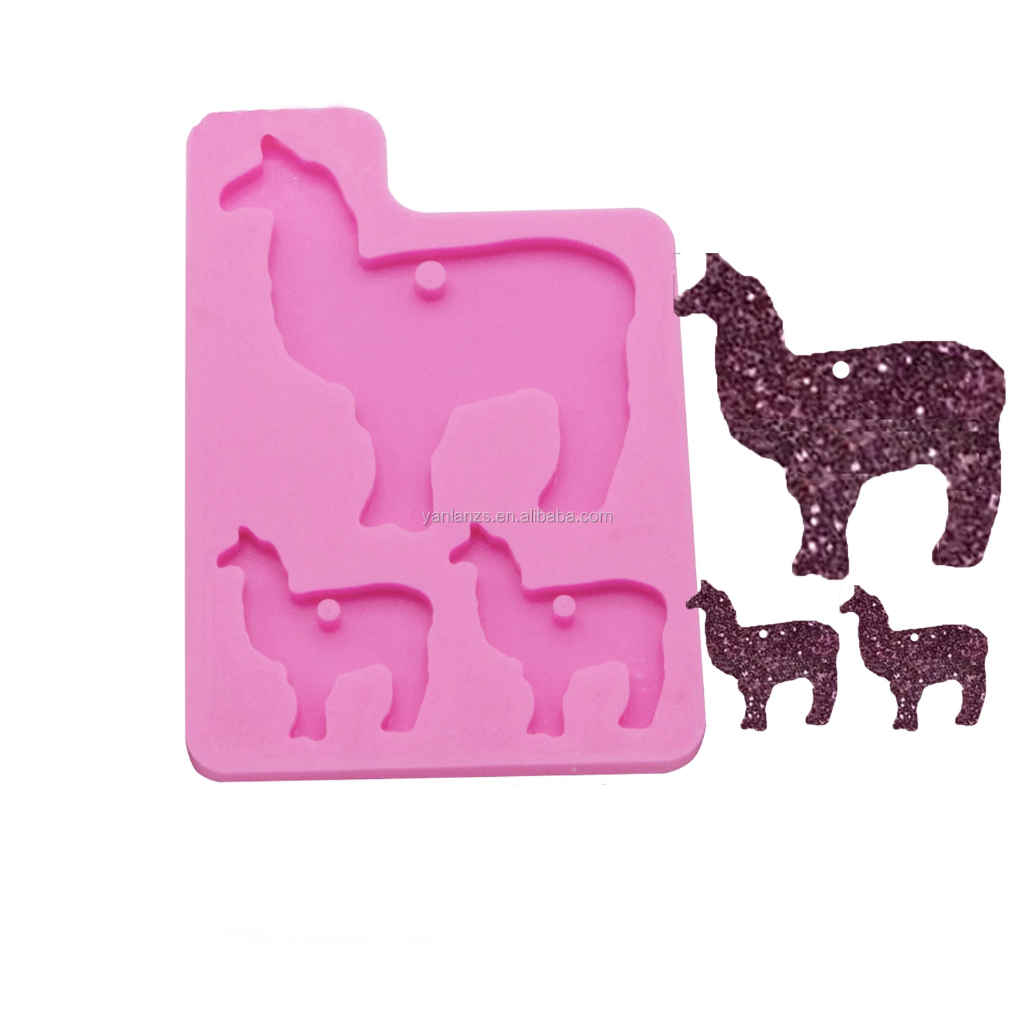 S277 camel animals shiny keychains mould silicone llama family mold for keychains