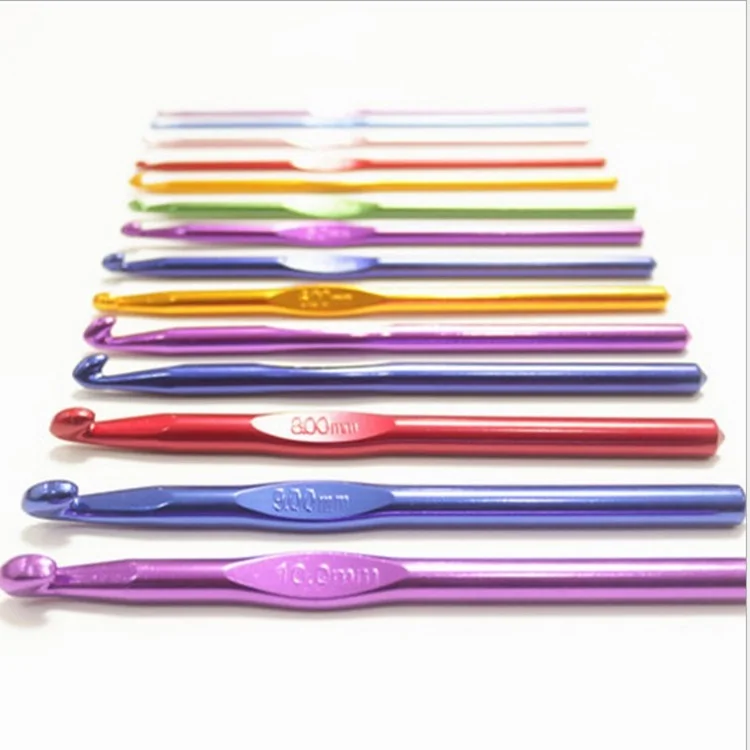 

Factory Sale 14Sizes Multicolor Aluminum 2mm-10mm Handle Crochet Hooks Knitting Knit Needles Crochet Hooks Set