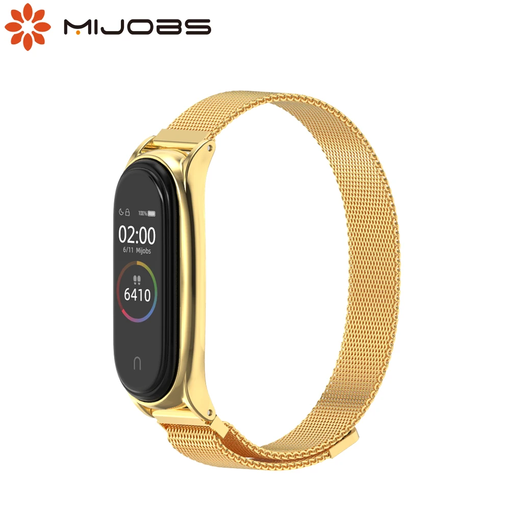 

Custom global version stainless wrist for Mi Band 3 4 5 6 Plus Magnetic Milanese Strap