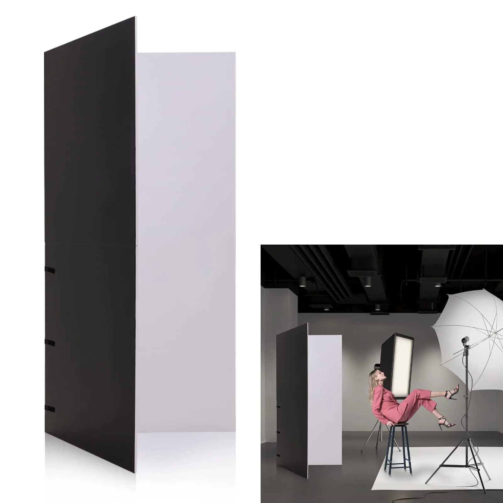 

6.56 x6.56 ft Photography studio portrait backdrops white black absorption reflector plate collapsible portable photo backdrops