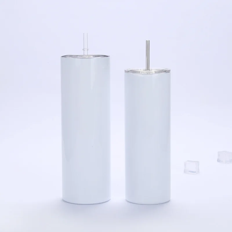 

20 oz Stainless Steel Double Walled White blanks for sublimation Skinny Straight Sublimation Tumbler with Straw