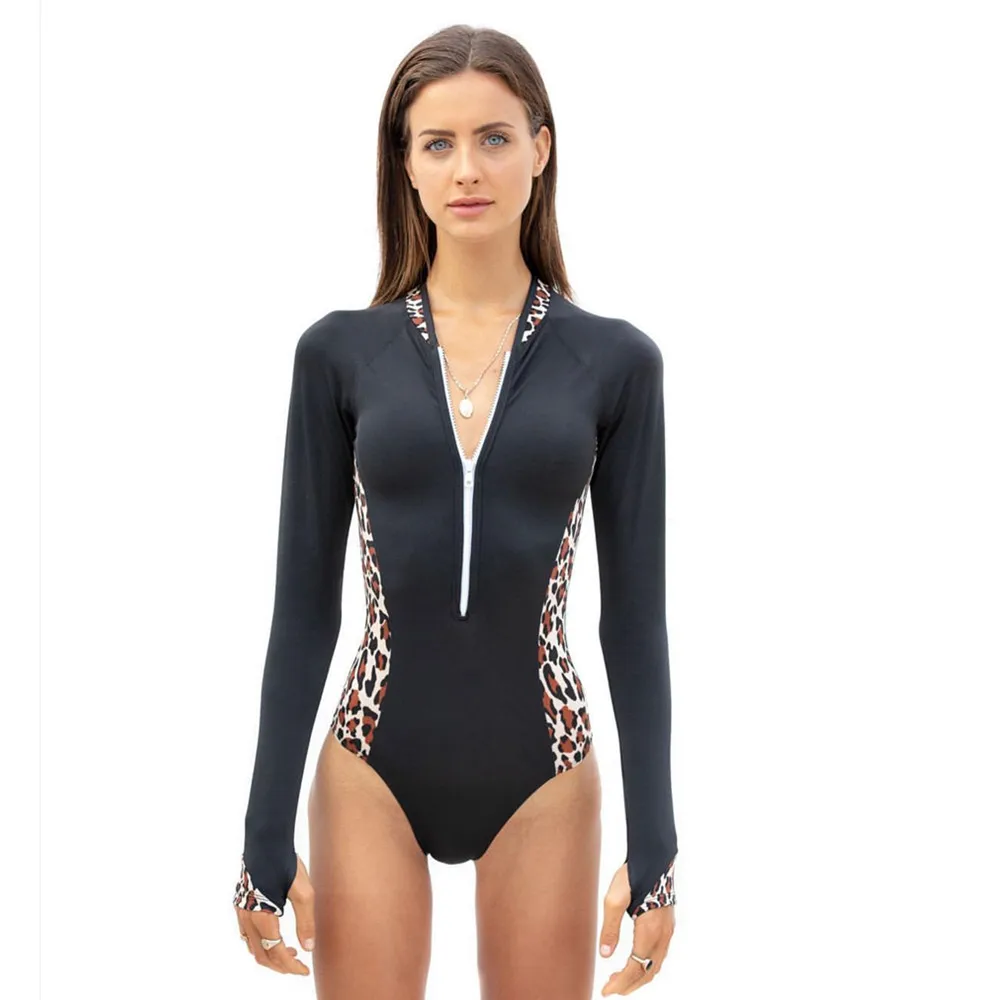 

Long sleev swimsuit women swimwear one piece fabric for diving suit sexy surf wetsuit 5mm women