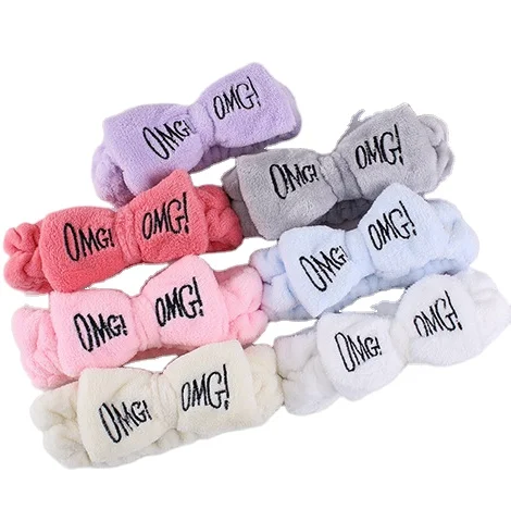 

Ready sale letters OMG embroidered bow headbanddesigner deep sleep headband makeup headband for girls