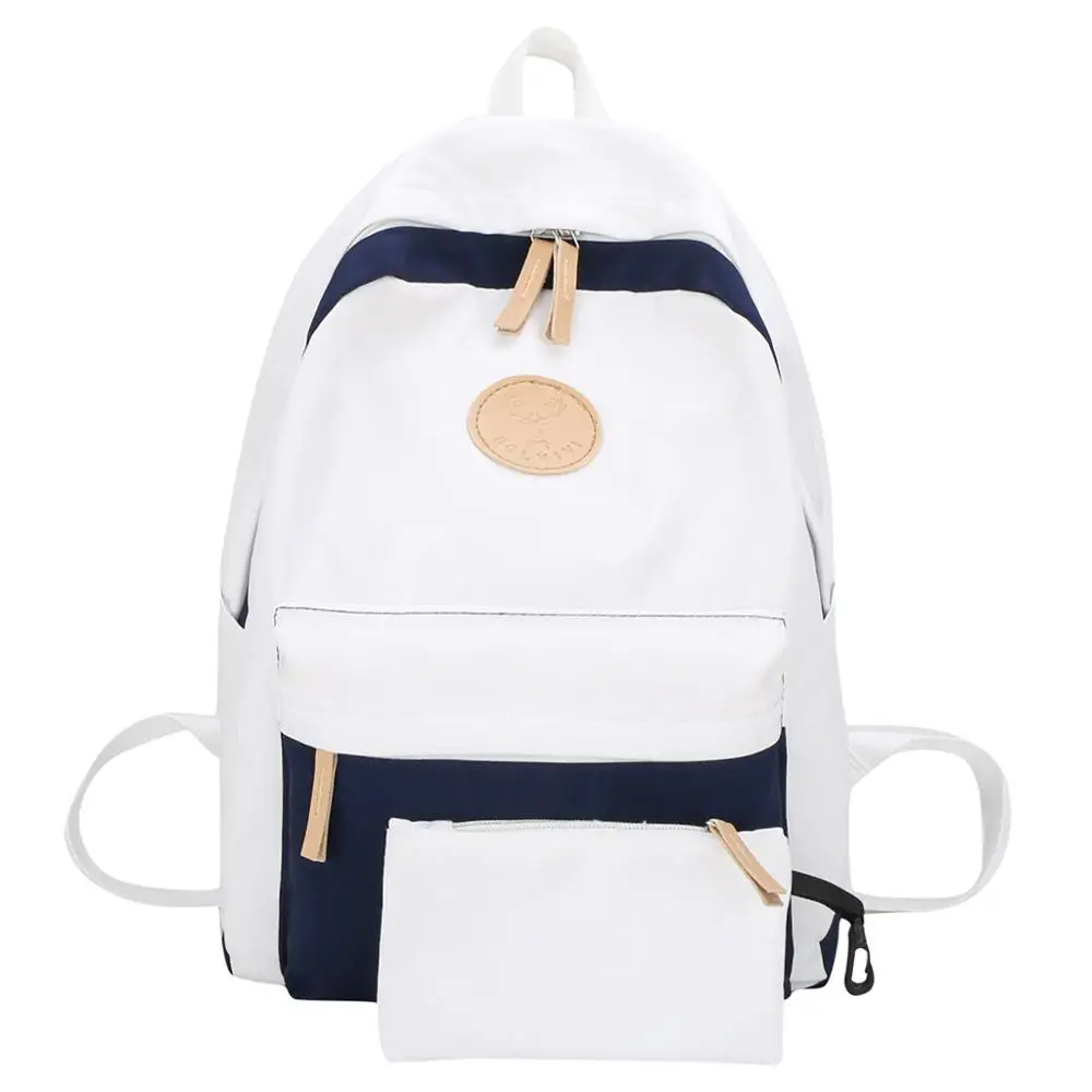 

Fashion Custom Student Campus Nylon Backpack Simple Wild Travel Backpacks with Small Bag
