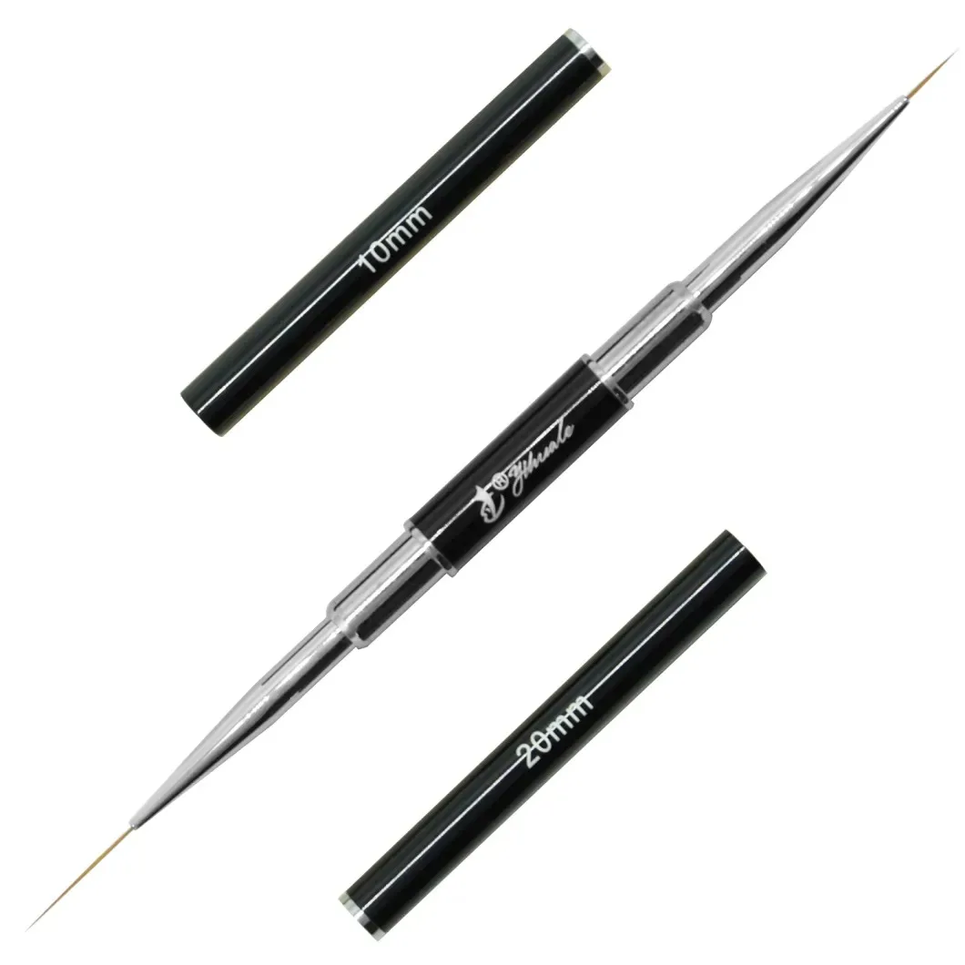 

Black Double Head Nail Art Liner Brush with Metal Handle 10mm&20mm Drawing Brush Liner Nail Brush