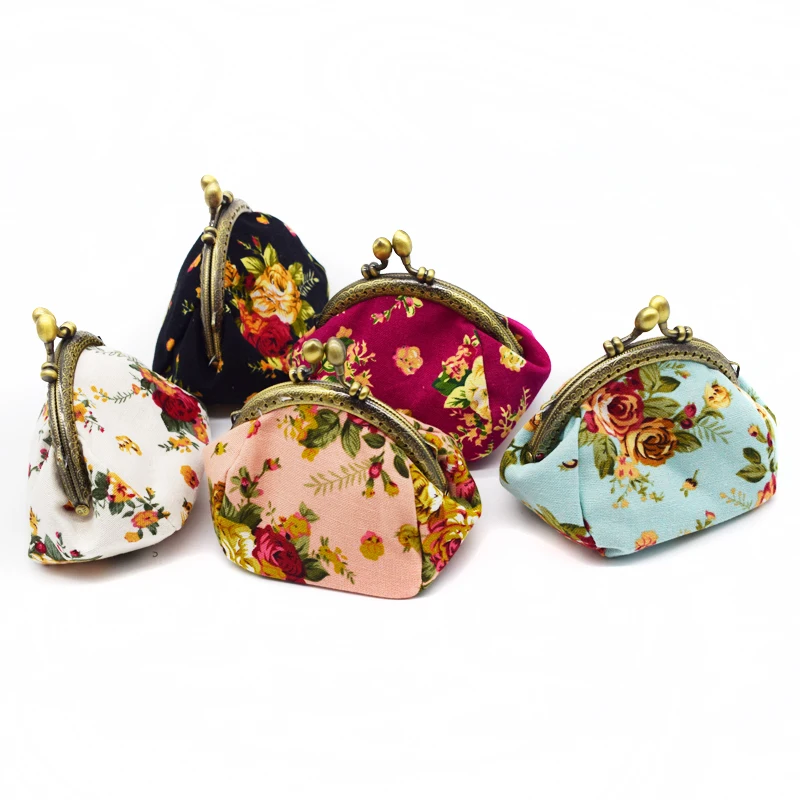 

Create Mini Canvas Vintage Small Purse With Hasp Floral Retro Coin Purse for Ladies