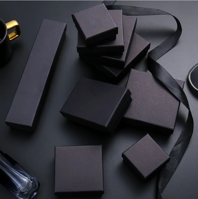 

Luxury Black Paper Jewelry Box With Sponge Drawer Style For Bracelet Bangle Box Jewelry Gift Packaging Print logo