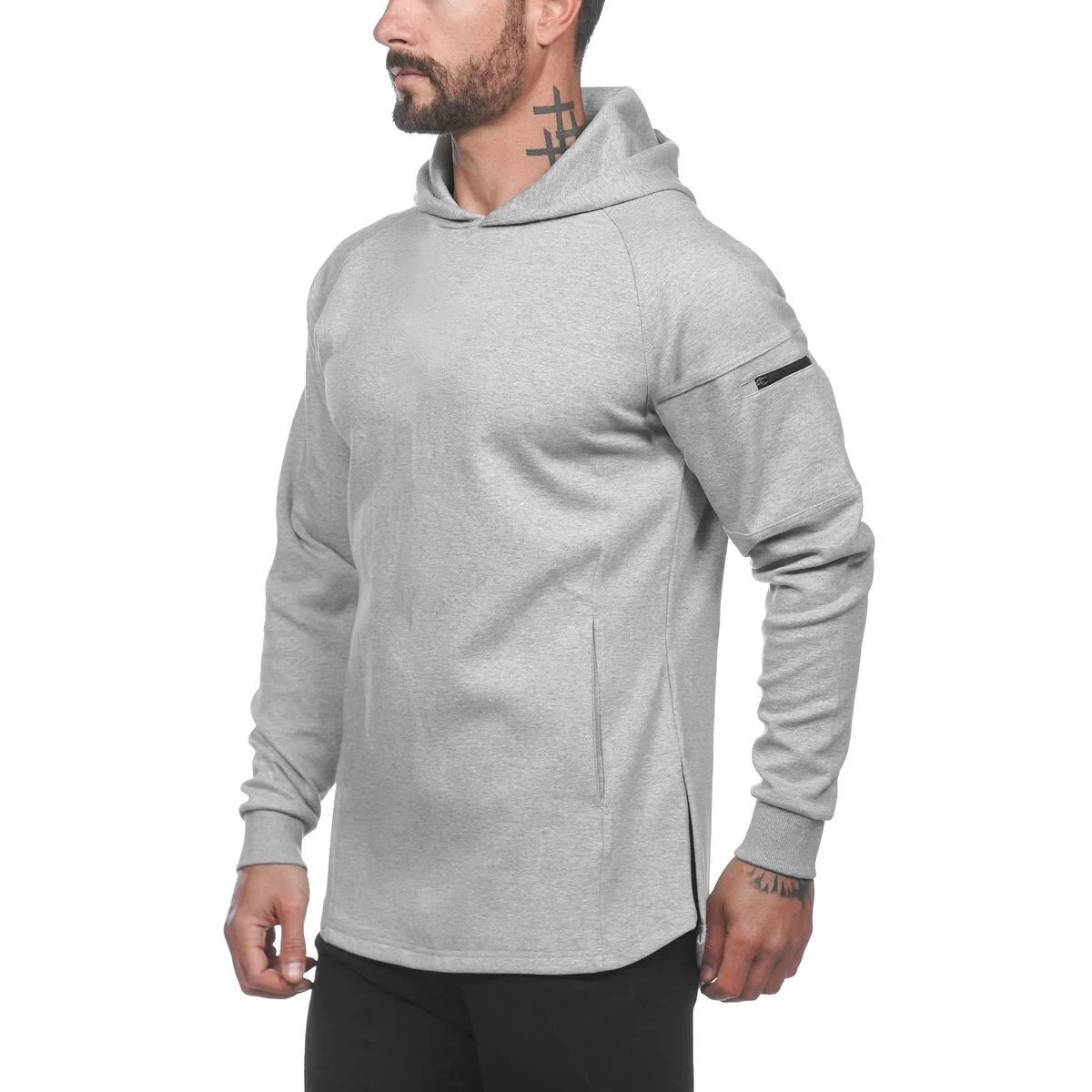 

BBTXZ259 Light Grey Windproof jacket men sportswear custom logo workout clothing plus size casual jogging clothes