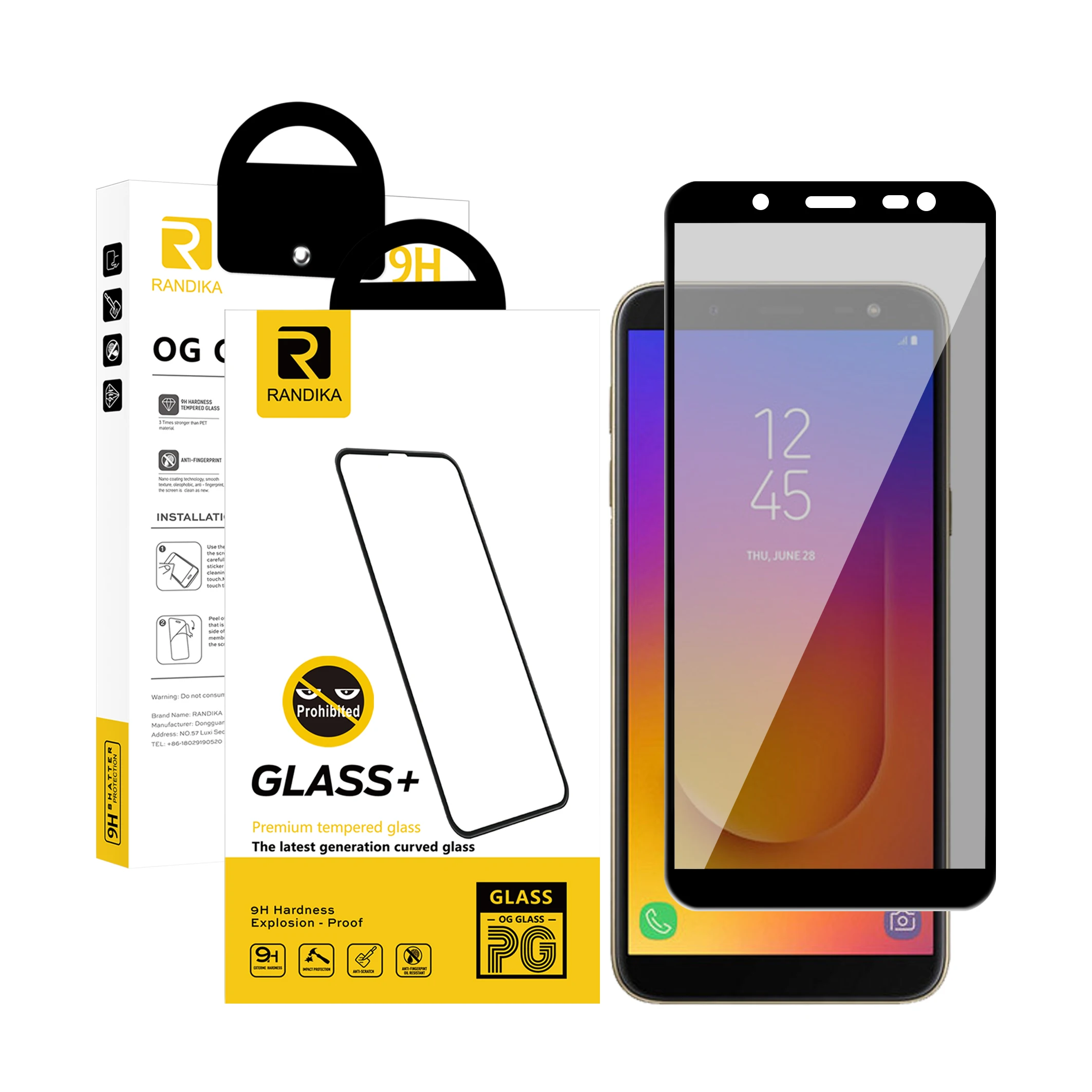 

Online Sale High Quality Mobile Phone Glass Screen Protector For Samsung J4P J6P, Black