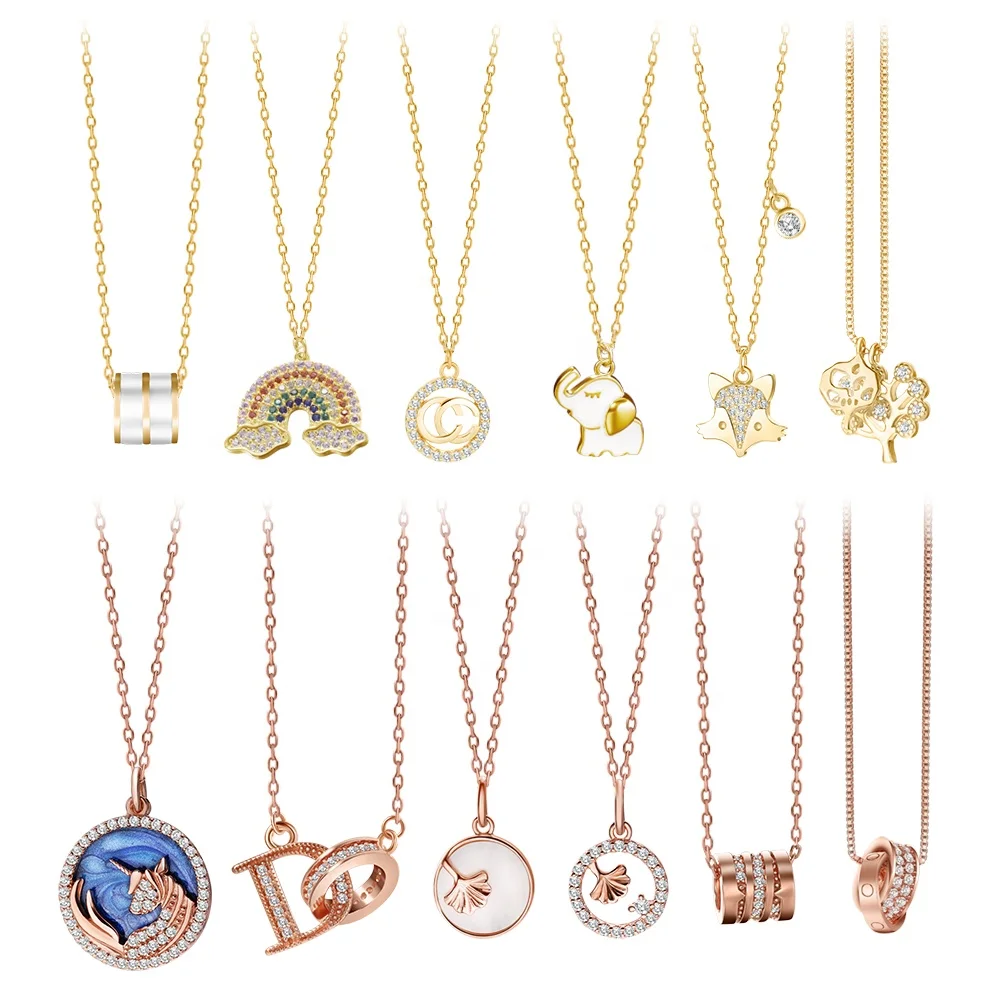 

Dainty 14k Gold Plated Necklace and Rose Gold Necklace, CZ 925 Sterling Silver Gold-Plated Necklaces Pendant Jewelry for Women, Gold/rose gold