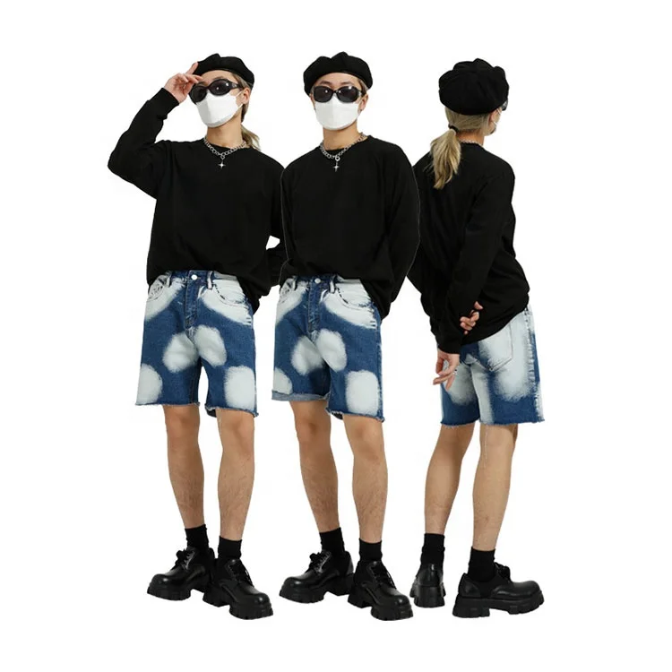 

summer new Men's Fashion Stretch Slim Short Jeans Men's thin denim shorts blue black Brand men Denim swear, Picture shows