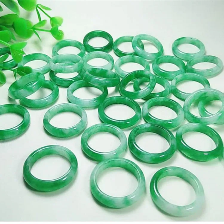 

Wholesale Fashion Malay Jade Ring 19-21mm Inner Diameter Cheap Natural Stone Jade Ring For Men and Women, As pictures