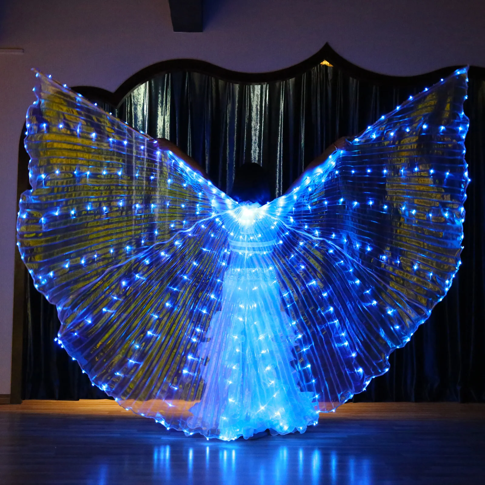 

New Style High Quality 360 Degrees 316 LED Lights Belly Dancer Colorful Isis Wings For Stage Performance Show, As pictures