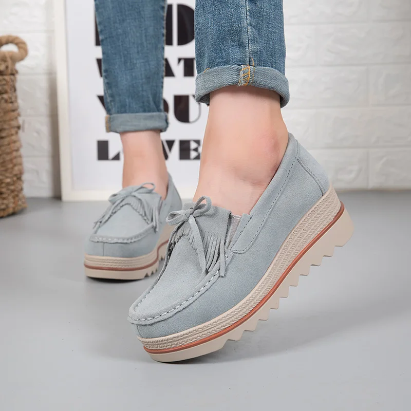 

women's genuine leather casual heel chunky shoes light female walking sneakers breathable sports chaussure a talon footwear