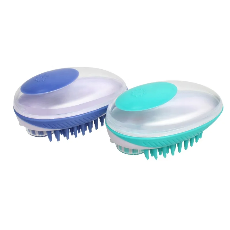 

Factory Wholesale Shampoo Dispenser Cat Shower Massage Brush Pet Dog Shampoo Bath Brush, Blue/green