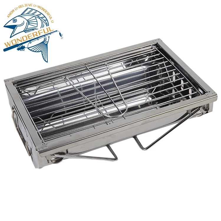 

Portable Camping Outdoor BBQ Charcoal Picnic Folding Stainless Steel Barbecue Grill