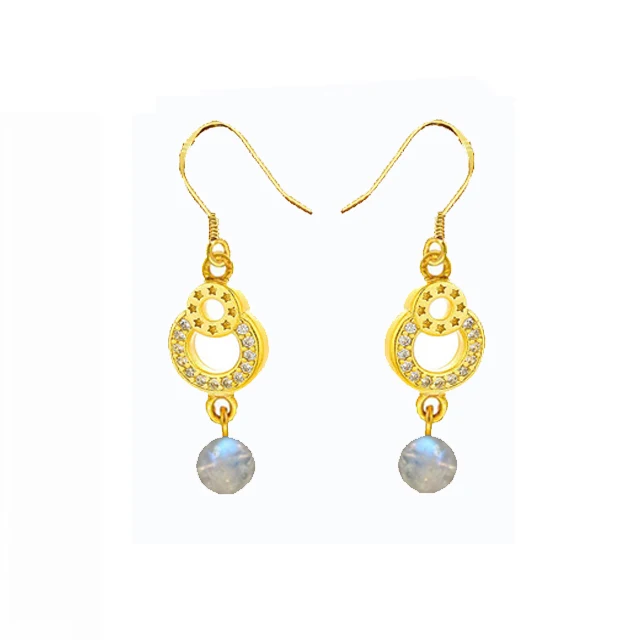 

18K Gold Plated Natural crystal Gemstone Dangle earrings wholesale gold plated mix 10 pairs for shipping free