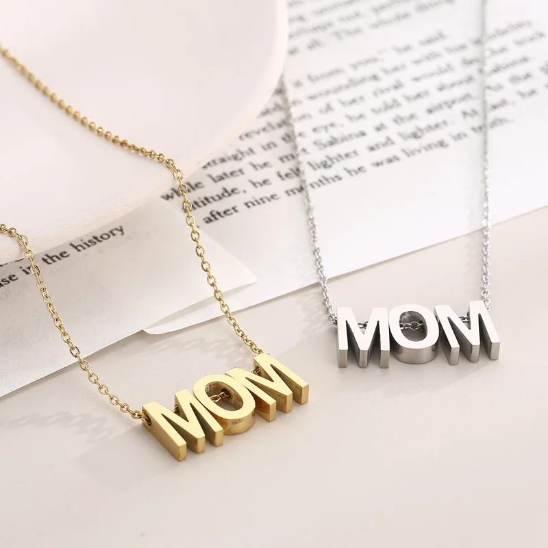 

Kalen Polished MOM Pendant Stainless Steel Jewelry Necklaces Mother's Day Gift