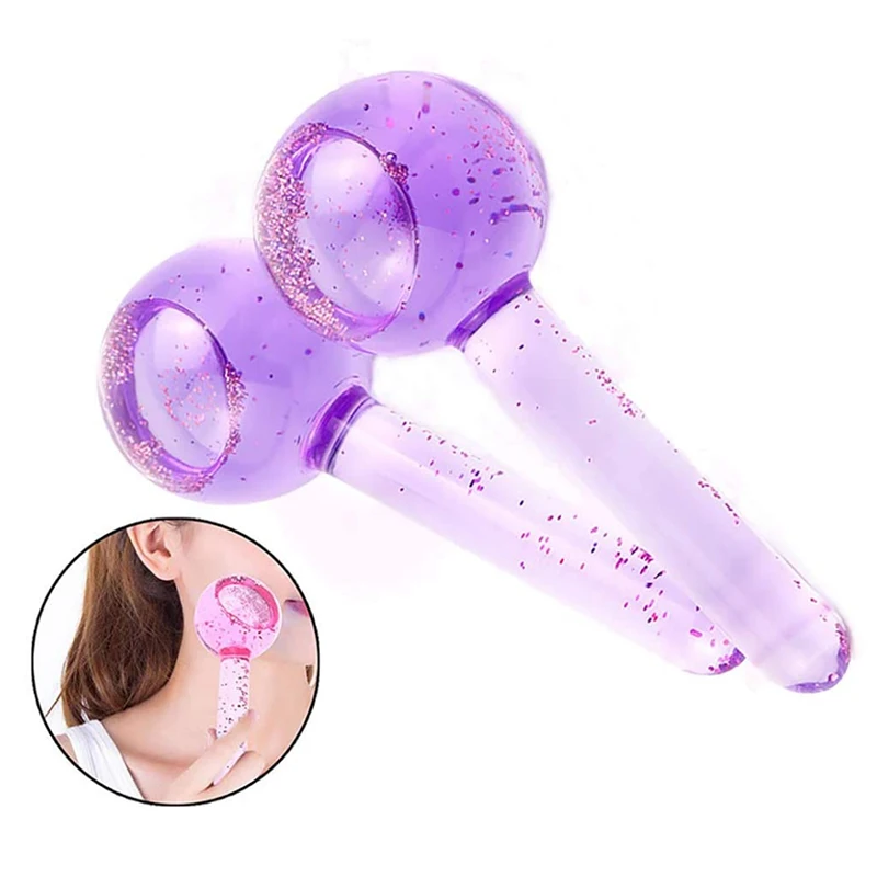 

2PCS Ice Hockey Energy Beauty Crystal Ball Facial Cooling Water Wave Ice Globes, Purple, pink, blue,etc.