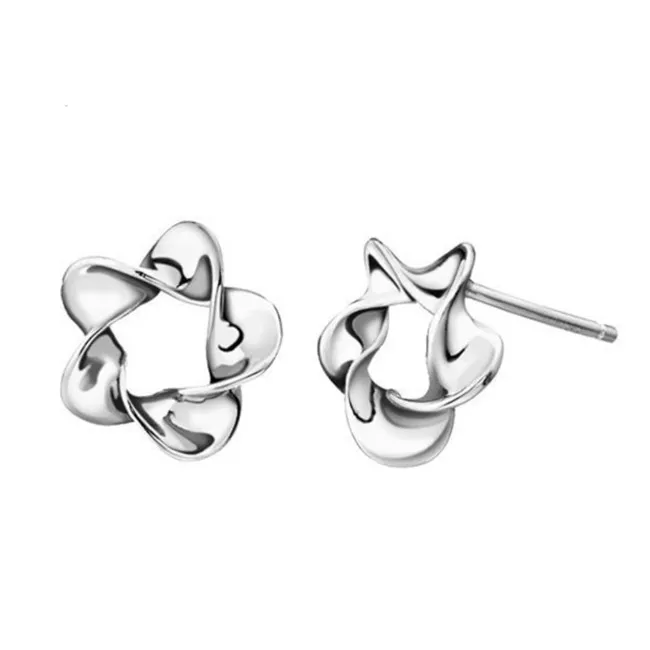 

Creative Twisted Flower Earrings Fashion Silver Jewelry Flower Earrings