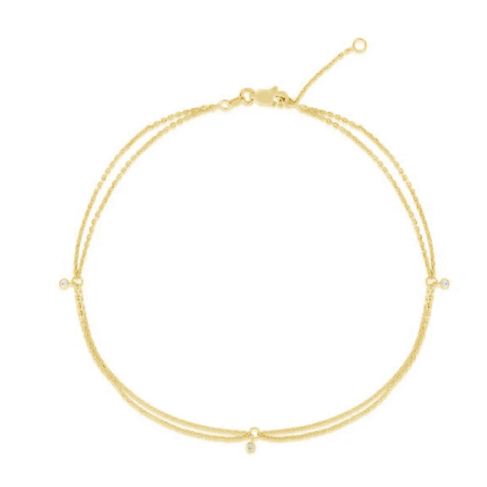 

Minimalist Jewelry bracelet for women 925 sterling silver 18k gold plated double chain Bracelet with zircon
