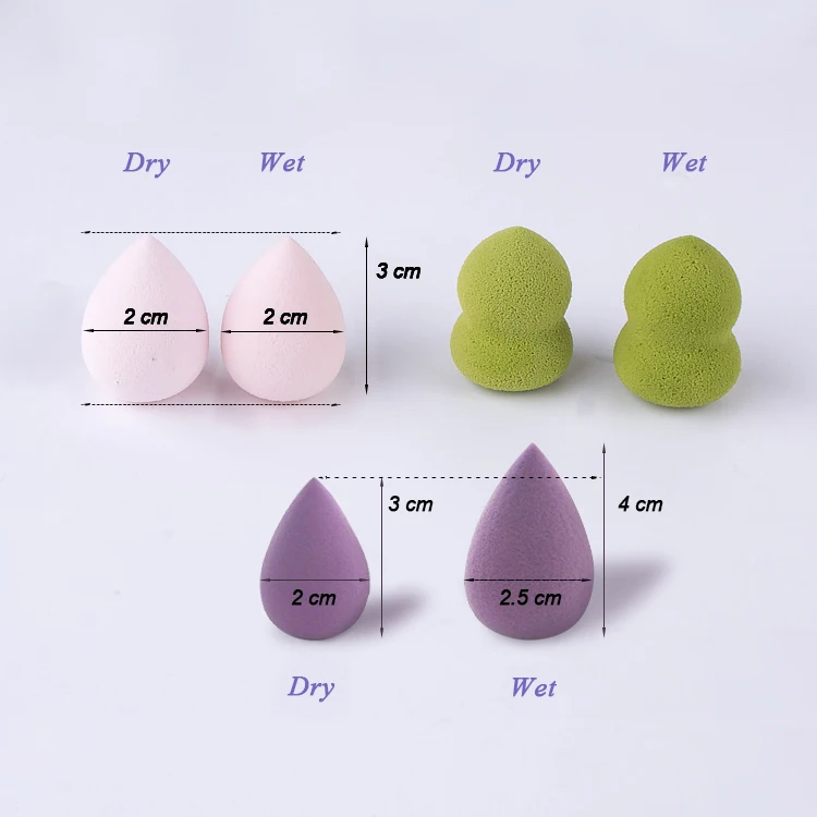 

New Design No Latex Girl Beauty Gift Mini Blender 5 Pcs Makeup Sponge Set, Yellow pink red blue green black purple