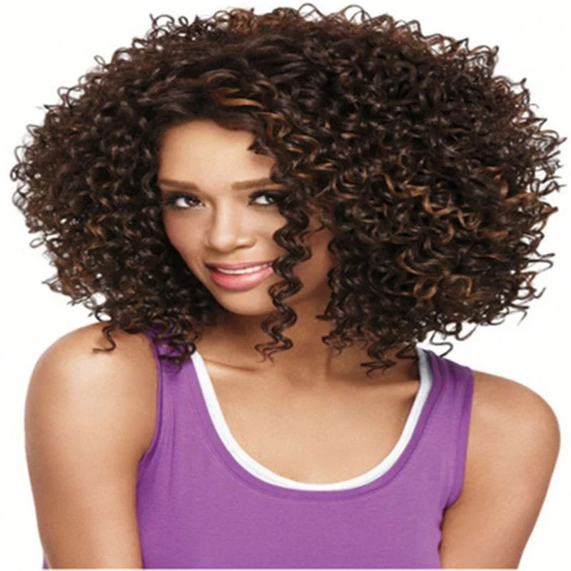 

New women short curly hair wigs classic hot sale style synthetic hair wig